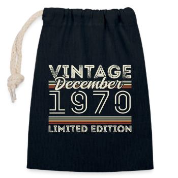 Vintage December 1970 - 55th Anniversary December - Closable cotton gift bag (14x20cm) - navy - Front