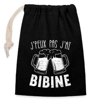 I can't I drink alcohol beer - Closable cotton gift bag (14x20cm) - black - Front