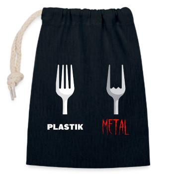 Fourchette Plastic Metal Musique - Sac cadeau en coton avec cordon (14 x 20 cm) - bleu marine - Devant