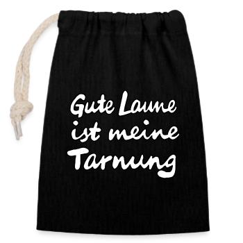 La bonne humeur est mon camouflage - Sac cadeau en coton avec cordon (14 x 20 cm) - noir - Devant