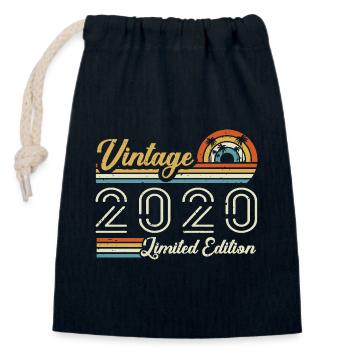 5 Year Anniversary | Vintage 2020 Gift 2020 - Closable cotton gift bag (14x20cm) - navy - Front