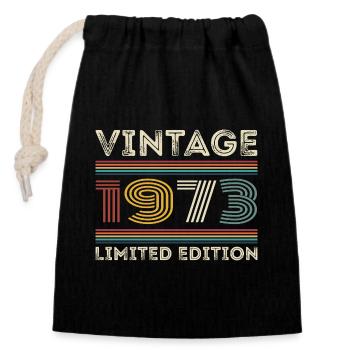 1973 Anniversaire 1973 Retro 1973 Cadeau 1973 - Sac cadeau en coton avec cordon (14 x 20 cm) - noir - Devant