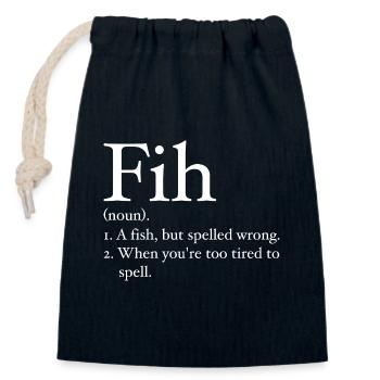 Lustiger Fih Fisch Meme Fisch Fih Lustiger falsch geschriebener Fisch - Verschließbarer Geschenkbeutel aus Baumwolle (14x20cm) - Navy - Vorne