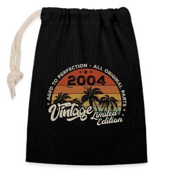 Vintage 2004 Geburtstag Retro 2004 - Verschließbarer Geschenkbeutel aus Baumwolle (14x20cm) - Schwarz - Vorne