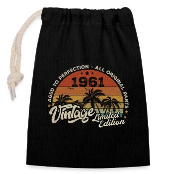 Vintage 1961 Anniversaire Rétro 1961 - Sac cadeau en coton avec cordon (14 x 20 cm) - noir - Devant