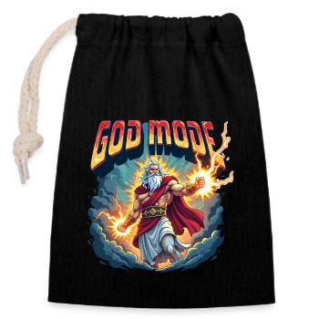 God Mode - Zeus throws lightning in the clouds - Closable cotton gift bag (14x20cm) - black - Front