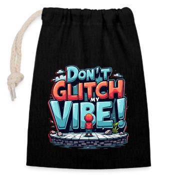 Don't Glitch my Vibe - Retro Gaming Graffiti - Verschließbarer Geschenkbeutel aus Baumwolle (14x20cm) - Schwarz - Vorne