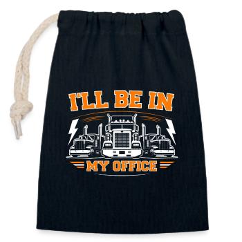 Ich werde in meinem Büro sein - Verschließbarer Geschenkbeutel aus Baumwolle (14x20cm) - Navy - Vorne