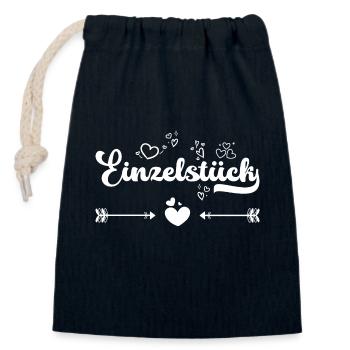 Einzelstück - Verschließbarer Geschenkbeutel aus Baumwolle (14x20cm) - Navy - Vorne