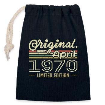 April 1970 55th Anniversary Gift April 1970 - Closable cotton gift bag (14x20cm) - navy - Front