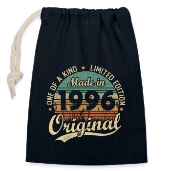 Vintage Retro Birthday Gift 1996 Vintage - Closable cotton gift bag (14x20cm) - navy - Front