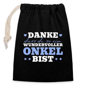 Patenonkel Dankeschön Wundervoller Onkel - Verschließbarer Geschenkbeutel aus Baumwolle (14x20cm) - Schwarz - Vorne