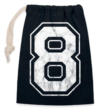 Nummer 8 - Verschließbarer Geschenkbeutel aus Baumwolle (14x20cm) - Navy - Vorne