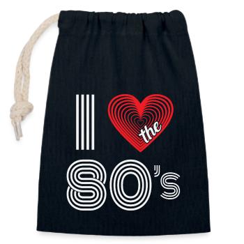 I Love The 80s Retro Karneval 80er Mottoparty - Verschließbarer Geschenkbeutel aus Baumwolle (14x20cm) - Navy - Vorne