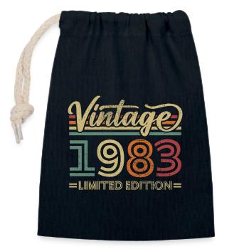 Vintage 1983 Retro Jubiläum - Verschließbarer Geschenkbeutel aus Baumwolle (14x20cm) - Navy - Vorne