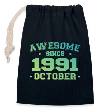 Octobre 1991 - Cadeau Anniversaire Octobre 1991 - Sac cadeau en coton avec cordon (14 x 20 cm) - bleu marine - Devant
