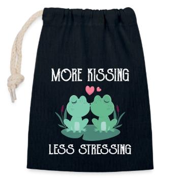 More kissing less stressing fun kissing frogs - Closable cotton gift bag (14x20cm) - navy - Front