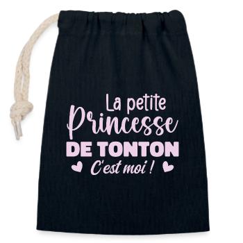 La petite princesse de tonton - Sac cadeau en coton avec cordon (14 x 20 cm) - bleu marine - Devant
