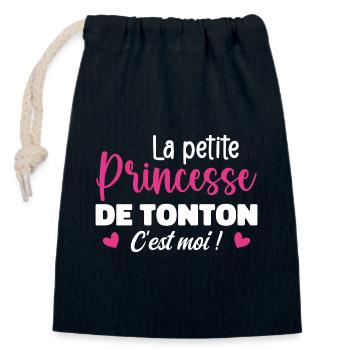 La petite princesse de tonton - Sac cadeau en coton avec cordon (14 x 20 cm) - bleu marine - Devant
