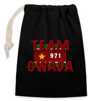 TEAM GWADA - Sac cadeau en coton avec cordon (14 x 20 cm) - noir - Devant