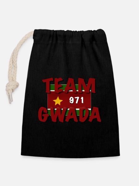 TEAM GWADA - Sac cadeau en coton avec cordon (14 x 20 cm) - noir