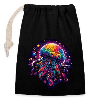 Jellyfish Graphic - Closable cotton gift bag (14x20cm) - black - Front
