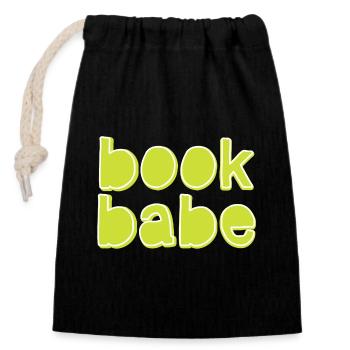 Book Babe - Verschließbarer Geschenkbeutel aus Baumwolle (14x20cm) - Schwarz - Vorne