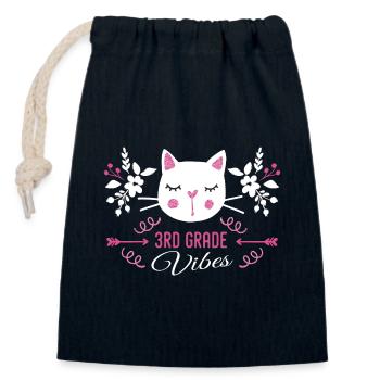 3. Klasse | Grade Vibes Zurück zur Schule Süße Katze - Verschließbarer Geschenkbeutel aus Baumwolle (14x20cm) - Navy - Vorne