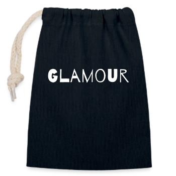 Glamour - Sac cadeau en coton avec cordon (14 x 20 cm) - bleu marine - Devant