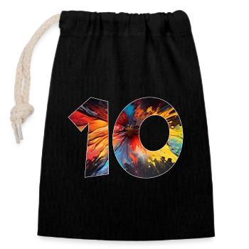 NUMBER 10 YEARS 10TH BIRTHDAY - Closable cotton gift bag (14x20cm) - black - Front