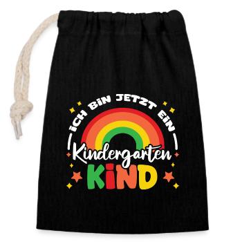 ich bin jetzt ein Kindergartenkind Kindergarten - Verschließbarer Geschenkbeutel aus Baumwolle (14x20cm) - Schwarz - Vorne