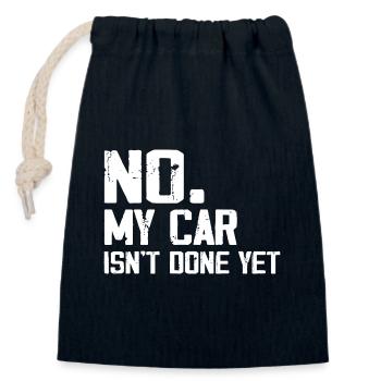 No My Car Isn't Done Yet Funny Car Mechanic Garage - Sac cadeau en coton avec cordon (14 x 20 cm) - bleu marine - Devant