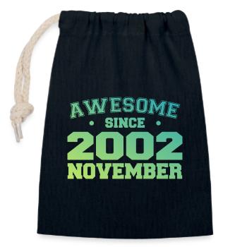 Born November 2002 Birthday Gift November 2002 - Closable cotton gift bag (14x20cm) - navy - Front