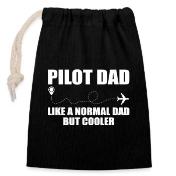 Pilot Dad, wie ein normaler Papa, aber cooler - Verschließbarer Geschenkbeutel aus Baumwolle (14x20cm) - Schwarz - Vorne