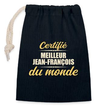 Certifié meilleur jean françois du monde - Sac cadeau en coton avec cordon (14 x 20 cm) - bleu marine - Devant