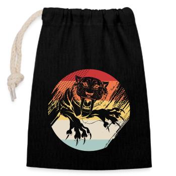 Sabre-toothed tiger - Closable cotton gift bag (14x20cm) - black - Front