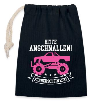 Führerschein Bestanden 2025 Fahrprüfung Fahrschule - Verschließbarer Geschenkbeutel aus Baumwolle (14x20cm) - Navy - Vorne