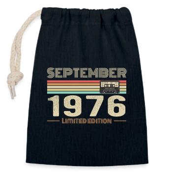 September 1976 Jahrgang Jubiläum September 1976 - Verschließbarer Geschenkbeutel aus Baumwolle (14x20cm) - Navy - Vorne