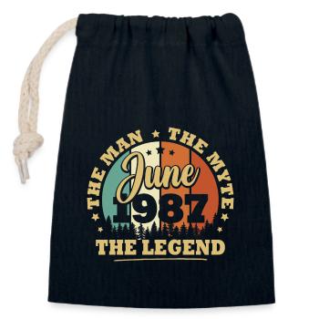 Juin 1987, 36 Ans Anniversaire Hommes femmes - Sac cadeau en coton avec cordon (14 x 20 cm) - bleu marine - Devant