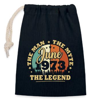 Juin 1973, 50 Ans Anniversaire Hommes femmes - Sac cadeau en coton avec cordon (14 x 20 cm) - bleu marine - Devant