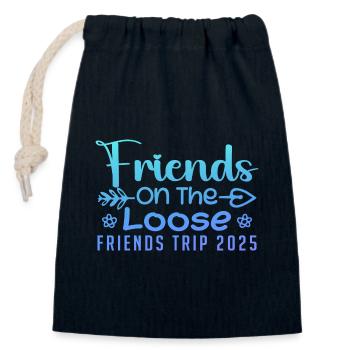 Friends On The Loose Friends Trip 2025 Vacation - Sac cadeau en coton avec cordon (14 x 20 cm) - bleu marine - Devant