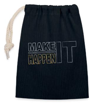 Make it happen - verwirkliche Deine Ziele - Verschließbarer Geschenkbeutel aus Baumwolle (14x20cm) - Navy - Vorne