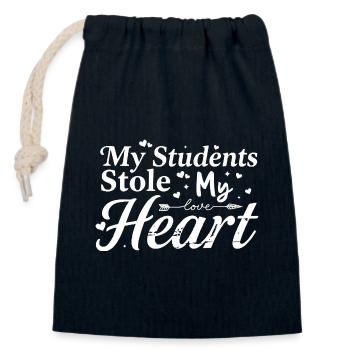 My students stole my heart - Closable cotton gift bag (14x20cm) - navy - Front