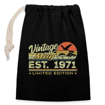 Birthday May 1971, born in May 1971 - May 1971 - Closable cotton gift bag (14x20cm) - black - Front