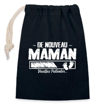 Femme Maman Cadeau Nouvelle Naissance Future - Sac cadeau en coton avec cordon (14 x 20 cm) - bleu marine - Devant