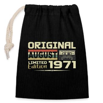 August 1971 - Born August 1971 Built August 1971 - Closable cotton gift bag (14x20cm) - black - Front