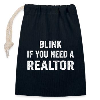 Blink If You Need A Realtor Real Estate Agent - Sac cadeau en coton avec cordon (14 x 20 cm) - bleu marine - Devant