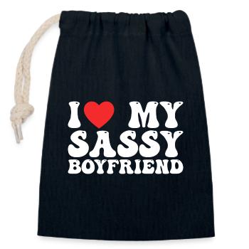 I love my sassy boyfriend - Closable cotton gift bag (14x20cm) - navy - Front