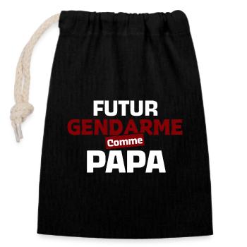 Body bébé futur gendarme comme papa - Sac cadeau en coton avec cordon (14 x 20 cm) - noir - Devant