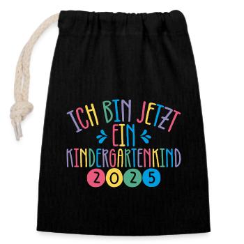 I'm now a kindergarten child 2025 - Closable cotton gift bag (14x20cm) - black - Front